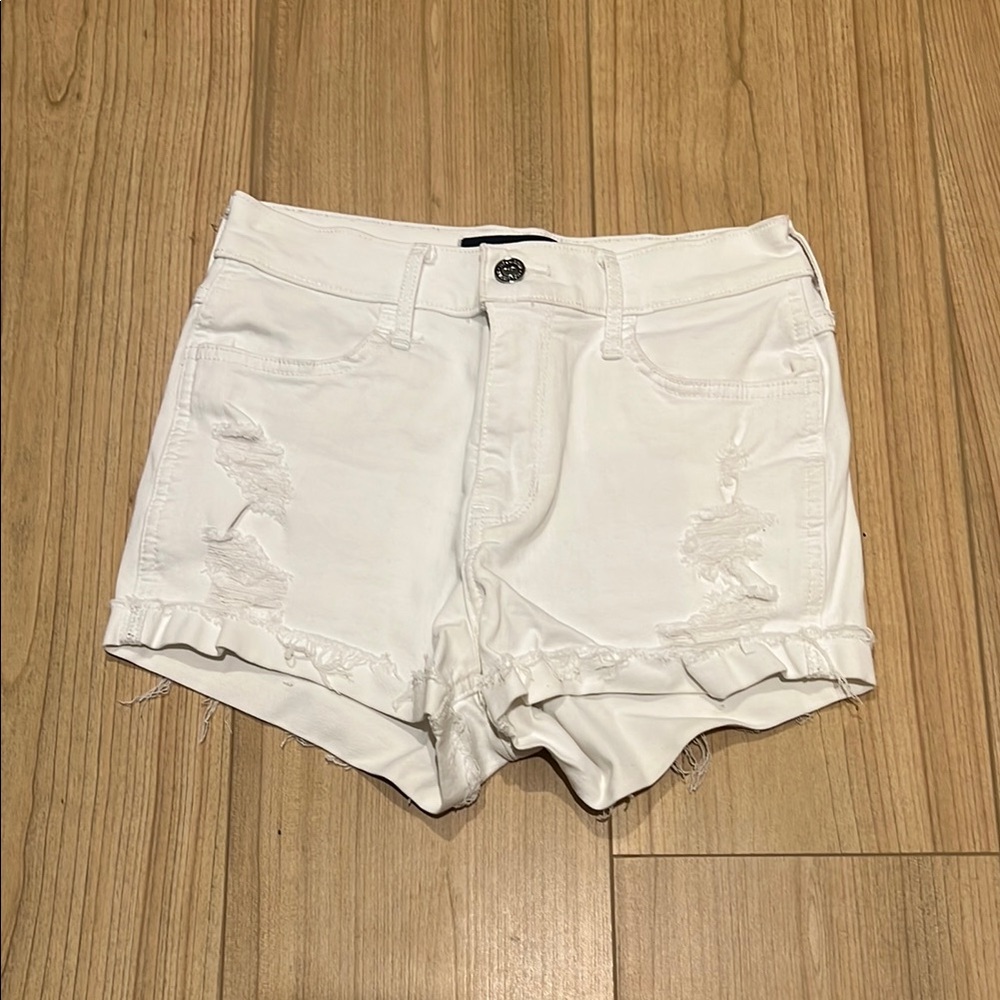 Hollister White Jean Shorts Distressed High-Waisted